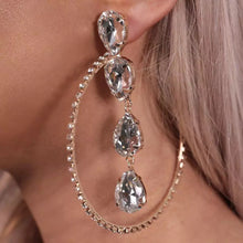 Diamond hoop drop earrings