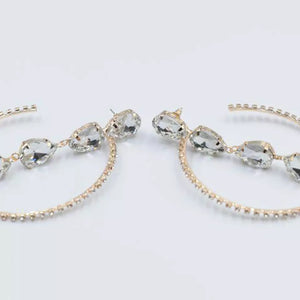 Diamond hoop drop earrings